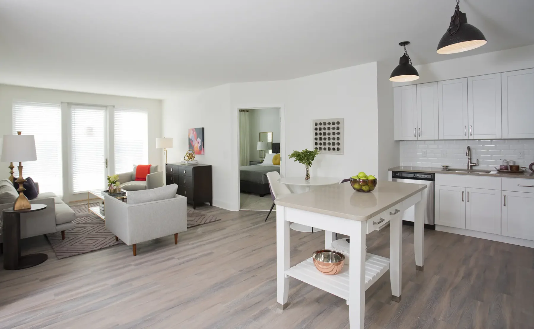 kitchen and living room