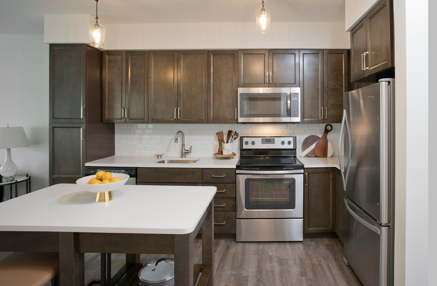 Kitchen with stainless steel appliances